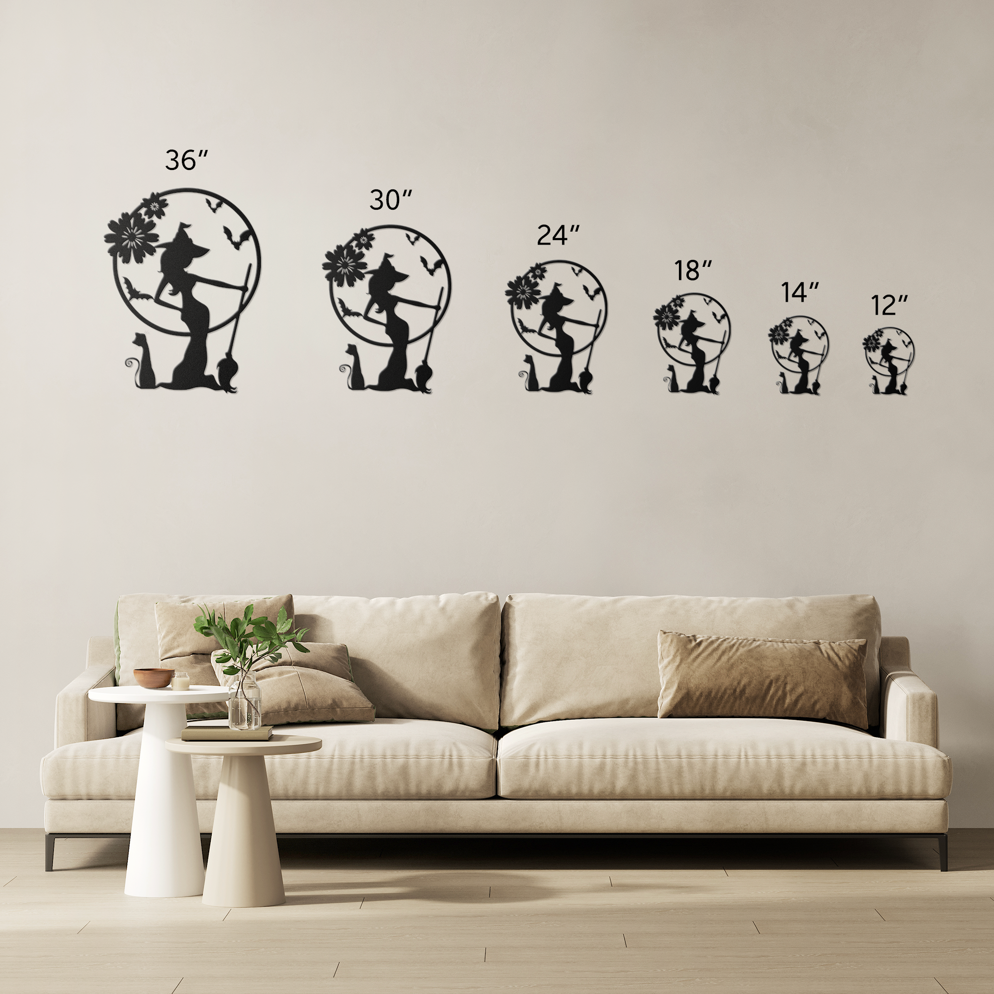 Sexy Witch Under Full Moon Metal Wall Art - Image 4