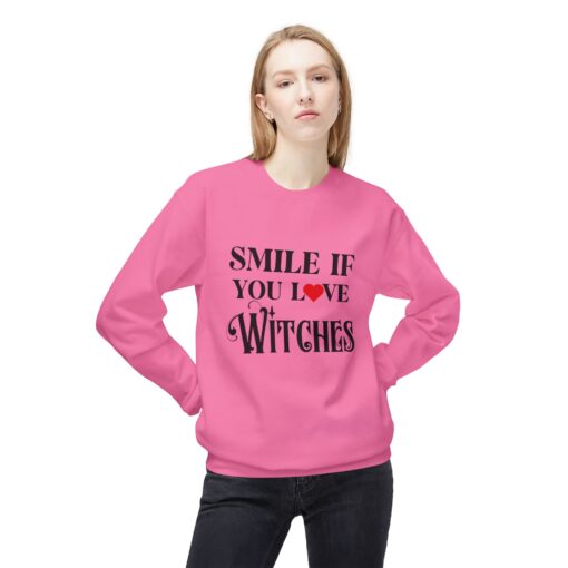 SMILE IF YOU LOVE WITCHES | Unisex Midweight Softstyle Fleece Crewneck Sweatshirt - Image 3