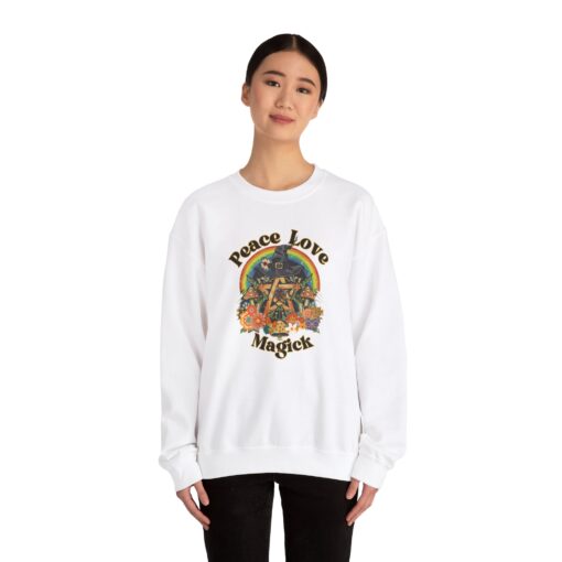 Peace Love Magick Hippie Witch | Pentacle | Pentagram | Hippie | Peace Sign | Crewneck Sweatshirt - Image 4