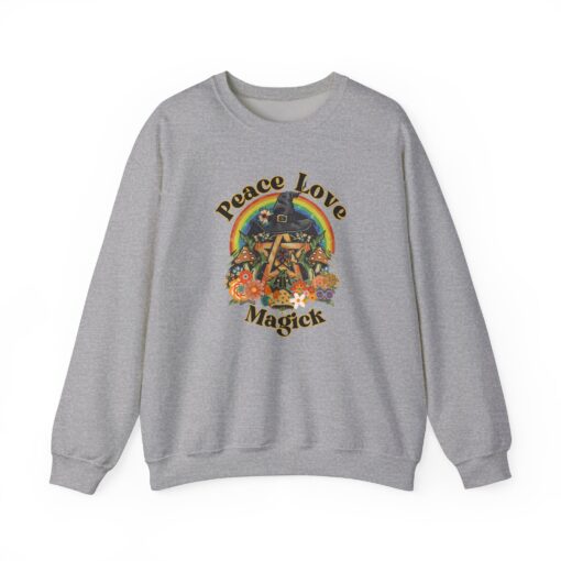 Peace Love Magick Hippie Witch | Pentacle | Pentagram | Hippie | Peace Sign | Crewneck Sweatshirt - Image 9