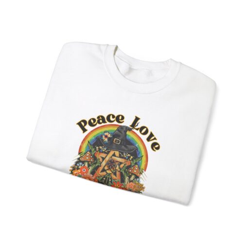 Peace Love Magick Hippie Witch | Pentacle | Pentagram | Hippie | Peace Sign | Crewneck Sweatshirt - Image 3