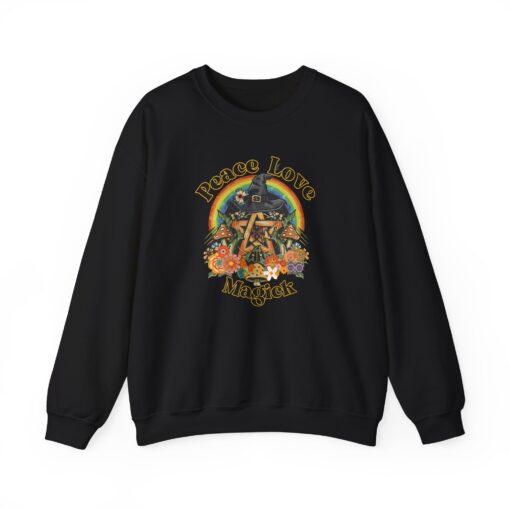 Peace Love Magick Hippie Witch | Pentacle | Pentagram | Hippie | Peace Sign | Crewneck Sweatshirt - Image 5