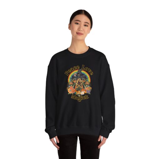 Peace Love Magick Hippie Witch | Pentacle | Pentagram | Hippie | Peace Sign | Crewneck Sweatshirt - Image 8